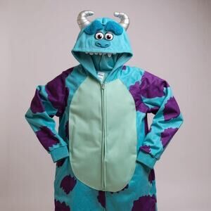 Disney Pixar Monsters Inc Sulley Costume Pajama Adult L 12-14 Hooded Fleece